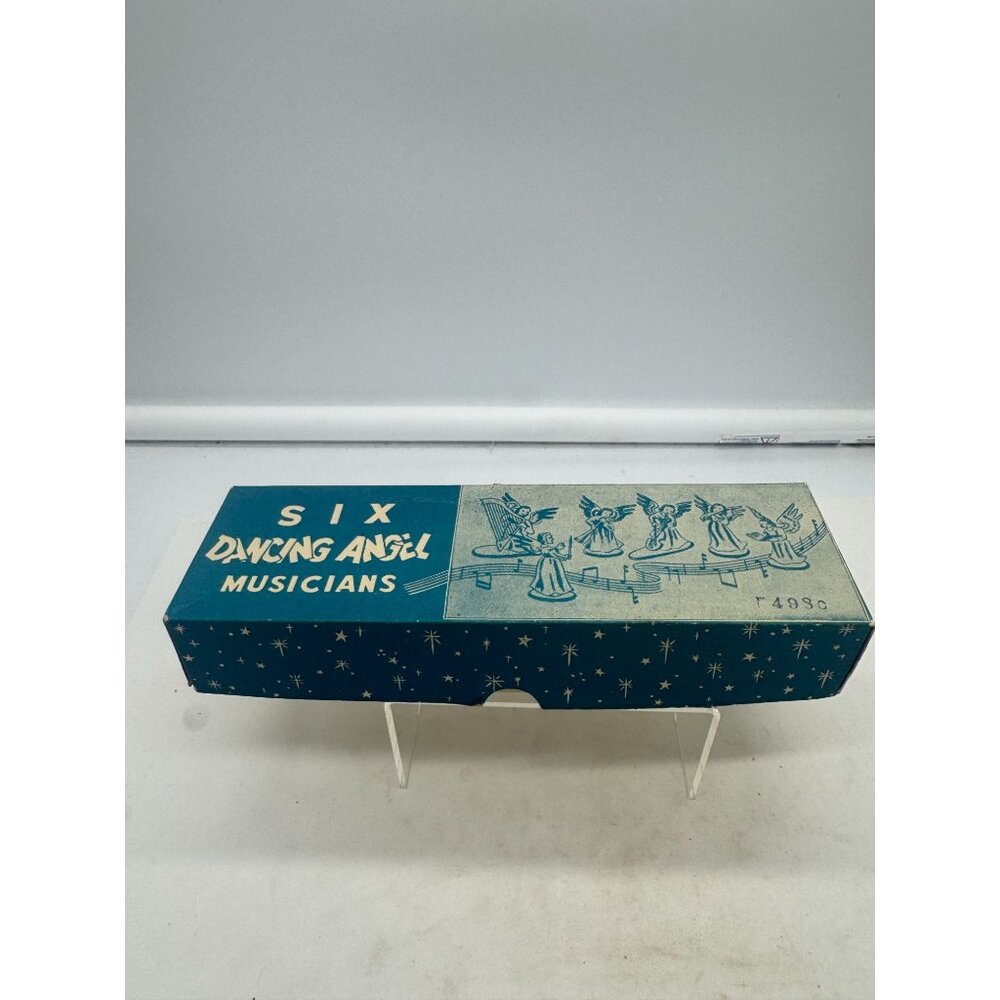 Vintage Set of Six Dancing Angel Musician Figurines in Box Christmas Decor